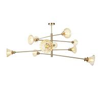 Wmmner Lampadario Moderno, con Paralume in Vetro con Finitura in Ottone, Illuminazione a Sospensione Di Metà Secolo, Plafoniera Industriale Vintage Semi-Infio, Lampadine a Led G4 Incluse Luce Di Monta