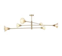 Wmmner Lampadario Moderno, con Paralume in Vetro con Finitura in Ottone, Illuminazione a Sospensione Di Metà Secolo, Plafoniera Industriale Vintage Semi-Infio, Lampadine a Led G4 Incluse Luce Di Monta