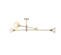 Wmmner Lampadario Moderno, con Paralume in Vetro con Finitura in Ottone, Illuminazione a Sospensione Di Metà Secolo, Plafoniera Industriale Vintage Semi-Infio, Lampadine a Led G4 Incluse Luce Di Monta