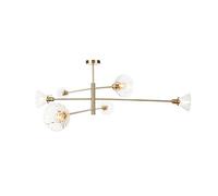 Wmmner Lampadario Moderno, con Paralume in Vetro con Finitura in Ottone, Illuminazione a Sospensione Di Metà Secolo, Plafoniera Industriale Vintage Semi-Infio, Lampadine a Led G4 Incluse Luce Di Monta