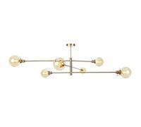 Wmmner Lampadario Moderno, con Paralume in Vetro Globo Finitura in Ottone Metà Secolo Pendente Lighting,Plafoniera Industriale Vintage Semi-Invassata, Lampadine a Led G4 Incluse Luce Di Montaggio a Fi