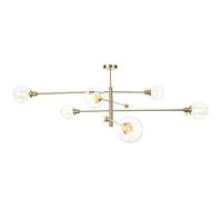 Wmmner Lampadario Moderno, con Paralume in Vetro Globo Finitura in Ottone Metà Secolo Pendente Lighting,Plafoniera Industriale Vintage Semi-Invassata, Lampadine a Led G4 Incluse Luce Di Montaggio a Fi