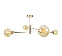 Wmmner Lampadario Moderno, con Paralume in Vetro Globo Finitura in Ottone Metà Secolo Pendente Lighting,Plafoniera Industriale Vintage Semi-Invassata, Lampadine a Led G4 Incluse Luce Di Montaggio a Fi