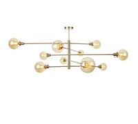Wmmner Lampadario Moderno, con Paralume in Vetro Globo Finitura in Ottone Metà Secolo Pendente Lighting,Plafoniera Industriale Vintage Semi-Invassata, Lampadine a Led G4 Incluse Luce Di Montaggio a Fi