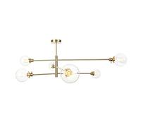Wmmner Lampadario Moderno, con Paralume in Vetro Globo Finitura in Ottone Metà Secolo Pendente Lighting,Plafoniera Industriale Vintage Semi-Invassata, Lampadine a Led G4 Incluse Luce Di Montaggio a Fi