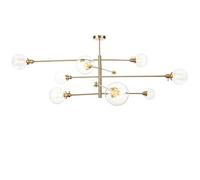 Wmmner Lampadario Moderno, con Paralume in Vetro Globo Finitura in Ottone Metà Secolo Pendente Lighting,Plafoniera Industriale Vintage Semi-Invassata, Lampadine a Led G4 Incluse Luce Di Montaggio a Fi