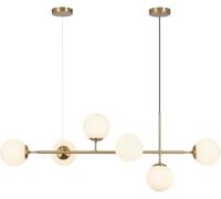Wmmner Lampade a Sospensione Moderne Di Metà Secolo Lampada a Sospensione a Soffitto a Globo in Vetro con Paralume in Vetro Bianco Sputnik Lineare, (D)