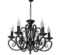 Wmmner Lampade a Sospensione V-Intage Classic Rustic Country Chandelier, Lampadario a Candela, Lampadario a Sospensione a Soffitto/un Colore/Nero 6 Luci