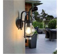 Wmmner Lampade da Esterno Impermeabili, Luci Rustiche per Portico, Lanterna da Esterno, Alloggiamento in Alluminio Nero Opaco, Applique da Parete Resistente Alla Ruggine con Paralume in Vetro Traspare