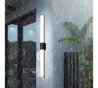 Wmmner Lampade da Parete Moderne a Led per Esterni - Applique Lunga Nera, Impermeabile Ip65, 3000K/4000K/6000K Regolabile, Ideale per Gdecorazione Arden e Cortile, Apparecchi Di Illuminazione Durevoli