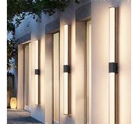 Wmmner Lampade da Parete Moderne a Led per Esterni - Applique Lunga Nera, Impermeabile Ip65, 3000K/4000K/6000K Regolabile, Ideale per Gdecorazione Arden e Cortile, Apparecchi Di Illuminazione Durevoli