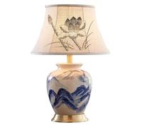 Wmmner Lampade da Tavolo Compatibili con la Coppia Di Camere da Letto Lampade da Tavolo in Stile Cinese Lampade da Tavolo in Ceramica con Paralume in Tessuto Lampade da Comodino Retrò, Lampadario a So