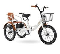 Wmmner Large Pedal Tricycles For 3-8 Years Old,Boys And Girls Go Out 3 Wheel Bikes,Tandem Bicycle With Rear Seat,General Cruiser Bike With Basket/Armrest,Ride-On Trikes,Penumatic Tire/Marrone