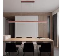 Wmmner Lineare Dimmerabilelampada a Sospensione con Telecomando - Lampadario a Led da 120 cm per Sala da Pranzo, Cucina e Ufficio - Elegante Lampada da Tavolo Dal Design in Legno/120Cm/Legno-1
