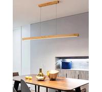 Wmmner Lineare Dimmerabilelampada a Sospensione con Telecomando - Lampadario a Led da 120 cm per Sala da Pranzo, Cucina e Ufficio - Elegante Lampada da Tavolo Dal Design in Legno/100 Centimetri/Legno