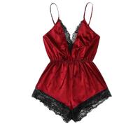 Wmmner Lingerie Body Suits Body Lingerie Sexy per Le Donne Plus Size Uk Size 26-28 Naughty Deep V-Neck Hollow Out Teddy Babydoll/Rosso/Taglia Xxl