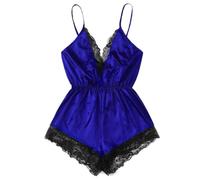 Wmmner Lingerie Body Suits Body Lingerie Sexy per Le Donne Plus Size Uk Size 26-28 Naughty Deep V-Neck Hollow Out Teddy Babydoll/Blu/M