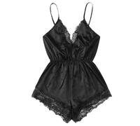 Wmmner Lingerie Body Suits Body Lingerie Sexy per Le Donne Plus Size Uk Size 26-28 Naughty Deep V-Neck Hollow Out Teddy Babydoll/Nero/Taglia Xxl
