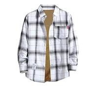 Wmmner Maglietta da Uomo Camicie a Quadri Button Down Top a Maniche Lunghe Blusa Regular Fit Cappotto Termico con Tasca Collo Rovesciato T-Shirt Spesse T-Shirt a Quadri Giacca Autunnale e Invernale Ca