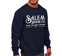 Wmmner Magliette Halloween da Uomo Salem Broom Co Felpa con Stampa Divertente con Lettere Maglietta Autunnale a Maniche Lunghe Pullover Girocollo/Blu Navy/3Xl