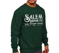 Wmmner Magliette Halloween da Uomo Salem Broom Co Felpa con Stampa Divertente con Lettere Maglietta Autunnale a Maniche Lunghe Pullover Girocollo/Verde/3Xl