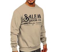 Wmmner Magliette Halloween da Uomo Salem Broom Co Felpa con Stampa Divertente con Lettere Maglietta Autunnale a Maniche Lunghe Pullover Girocollo/Cachi/3Xl