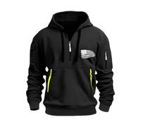 Wmmner Mens American Flag Graphic Hoodie Sweatshirts Bodybuilding Top with Zipper Pocket Gym Workout Shirt Long Sleeve Men's 1/4 Zip Pullover/Nero/Xl