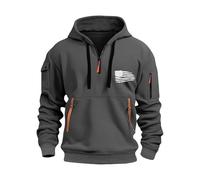 Wmmner Mens American Flag Graphic Hoodie Sweatshirts Bodybuilding Top with Zipper Pocket Gym Workout Shirt Long Sleeve Men's 1/4 Zip Pullover/K Gray/Xxl
