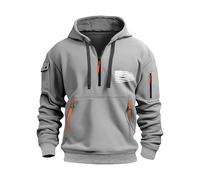 Wmmner Mens American Flag Graphic Hoodie Sweatshirts Bodybuilding Top with Zipper Pocket Gym Workout Shirt Long Sleeve Men's 1/4 Zip Pullover/Grigio/Xxl