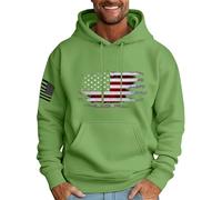 Wmmner Men's American Flag Hoodies Casual Outdoor Fall Tee Long Sleeve Fashion Graphic Pullover with Pocket Hooded Sweatshirts for Men/Verde/Xl