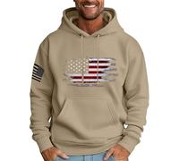 Wmmner Men's American Flag Hoodies Casual Outdoor Fall Tee Long Sleeve Fashion Graphic Pullover with Pocket Hooded Sweatshirts for Men/Kaki/Xxl
