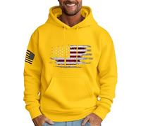 Wmmner Men's American Flag Hoodies Casual Outdoor Fall Tee Long Sleeve Fashion Graphic Pullover with Pocket Hooded Sweatshirts for Men/Giallo/M