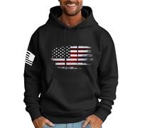 Wmmner Men's American Flag Hoodies Casual Outdoor Fall Tee Long Sleeve Fashion Graphic Pullover with Pocket Hooded Sweatshirts for Men/Nero/L