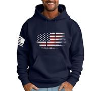 Wmmner Men's American Flag Hoodies Casual Outdoor Fall Tee Long Sleeve Fashion Graphic Pullover with Pocket Hooded Sweatshirts for Men/Navy/M