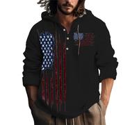 Wmmner Mens American Flag Hoodies Patriotic Pullover Drawsthoodie Plus Size Long Sleeve Casual Shirts 4Th of July Hooded Shirt for Men/Nero/5Xl