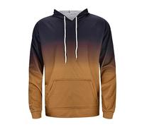 Wmmner Mens Gradient Hoodie Fashion Printed Drawsthooded Shirts Long Sleeve Casual Trendy Pullover Plus Size Sweatshirt for Men/Kaki/6Xl