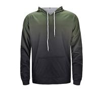 Wmmner Mens Gradient Hoodie Fashion Printed Drawsthooded Shirts Long Sleeve Casual Trendy Pullover Plus Size Sweatshirt for Men/Verde Militare/L