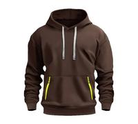 Wmmner Mens Hoodie Casual Drawsthooded Sweatshirts for Men Fashion Fall Shirt Long Sleeve Men's Trendy Pullover with Zip Pocket/Marrone/L
