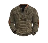 Wmmner Men's Quarter Zip Striped Pullover Fall Winter Knit Mock Neck Shirt Long Sleeve Color Block Polo Sweatshirts for Men/Verde/M