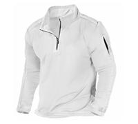 Wmmner Men's Trendy Collar Sweatshirt Fashion Outdoor 1/4 Zip Pullover Sweatshirts Casual Vintage Fall Shirts Long Sleeve for Men/Bianco/s