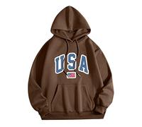 Wmmner Mens Usa Graphic Hoodie Fashion Fall Shirt Long Sleeve American Flag Print Pullover Men Trendy Drawsthooded Sweatshirts with Pocket/Caffè/s