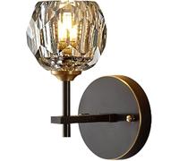 Wmmner Mid-Century K9 Post-Modern Diamond Crystal Black Lampada da Parete Elegante Lampada da Parete in Rame Di Lussop per Soggiorno Sala da Pranzo Camera da Letto Bagno,1 Lampada-L/1 Lampada/S
