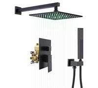 Wmmner Miscelatore per Vasca da Bagno Set Di Miscelatori per Doccia Set Di Miscelatori per Doccia con Soffione Doccia Illuminato, Rubinetto Doccia a Pioggia/Nero Retrò/a