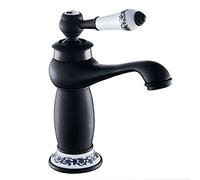 Wmmner Mixer Tap Ceramics Faucet Basin Bath Faucet European Retro Single Handle Black Chrome For Cold And Hot Water Sink Mixer Tap Water-Tap Kitchen Thriving