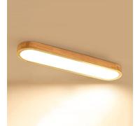 Wmmner Modern Led Ceiling Light, Dimmable Wood Flush Mount Linear Chaner Lamp, Wooden Long Strip Ceiling Lamp With Remote, Bedroom Kitchen Aisle Ceiling Lighting Fixtures/120Cm