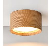 Wmmner Moderna Illuminazione a Soffitto a Led, Lampada da Soffitto Semi-Incasso in Legno, 3000K Luce Calda Clampada da Soffitto Ylindrical Plafoniere con Finitura Venatura Del Legno per il Portico Del