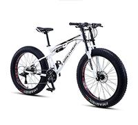 Wmmner Mountain Bike 24 Pollici Fat Tire per Uomini e Donne, Mountai per Adulti a Doppia Sospensionen Trail Bikes, Bicicletta Fuoristrada con Sedile Regolabile e Doppio Freno a Disco, Nero, 7 Velocità