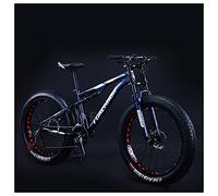 Wmmner Mountain Bike 24 Pollici Fat Tire per Uomini e Donne, Mountai per Adulti a Doppia Sospensionen Trail Bikes, Bicicletta Fuoristrada con Sedile Regolabile e Doppio Freno a Disco, Nero, 7 Velocità