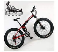 Wmmner Mountain Bike a Doppia Sospensione con Pneumatici Grassi per Uomini Donne, Mountain Bike Pieghevole per Adulti, Freni a Disco Meccanici e Alta Ctelaio in Acciaio Arbon, Sedile Regolabile, Rosso