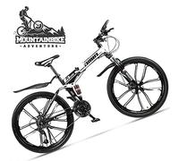 Wmmner Mountain Bike da 24 Pollici per Uomini e Donne Adulti, Mountain Bike Pieghevole Fuoristrada con Doppia Sospensione e Freno a Disco, Sedile Regolabile e Telaio in Acciaio ad Alto Tenore Di Carbo